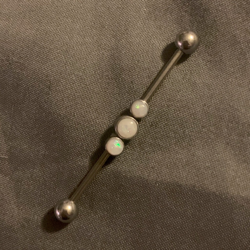 Iridescent Industrial earring for cartilage